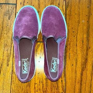 Size 6, maroon, suede Keds, slip on sneakers- cute and excellent condition!